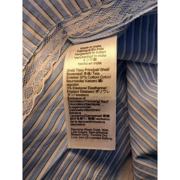 J.Crew Wren Lace-Trim Shirtdress in Stripe Blue White CK807 $188  Size 10NWT - Picture 12 of 13